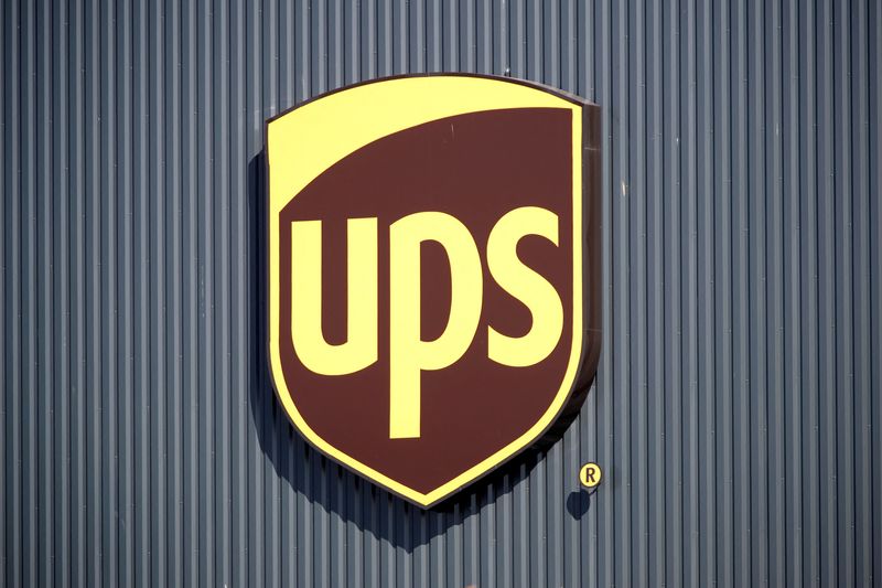 FILE PHOTO: The logo of United Parcel Service is seen at the new package sorting and delivery UPS hub in Corbeil-Essonnes and Evry, southern Paris, France, June 26, 2018.  REUTERS/Charles Platiau/File Photo