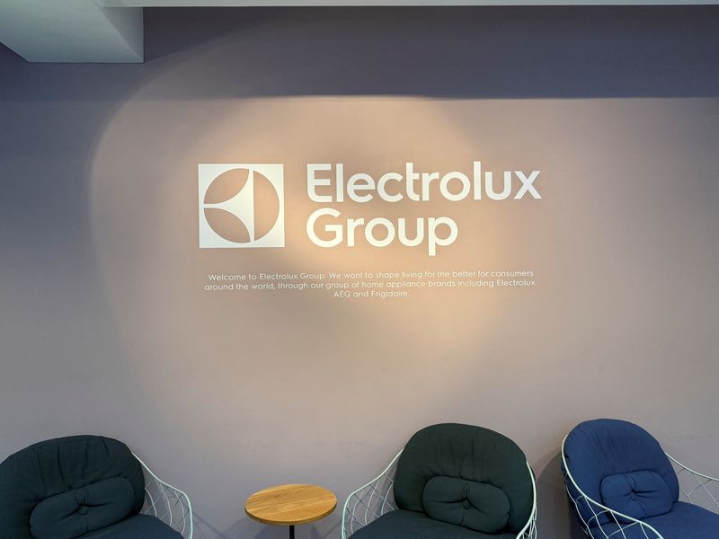 The Electrolux group company name is displayed in its headquarters in Stockholm, Sweden, December 4, 2025. REUTERS/GRETA ROSEN FONDAHN