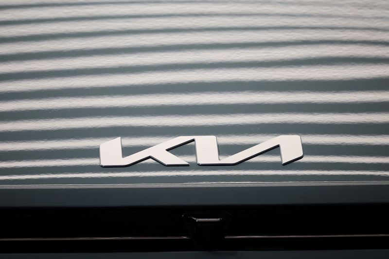 The logo of Kia Motor is seen on its vehicle at the 2025 Seoul Mobility Show in Goyang, South Korea, April 3, 2025.   REUTERS/Kim Hong-Ji
