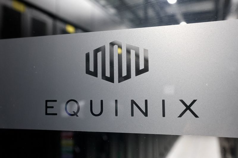 A logo at the PA10 data center operated by Equinix in Saint-Denis, near Paris, France, June 4, 2026. REUTERS/Benoit Tessier