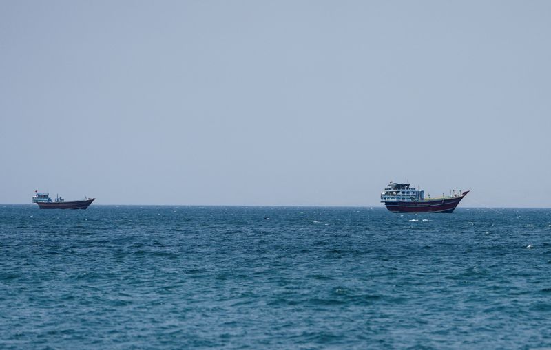 Vessels at the Strait of Hormuz, as seen from Musandam, Oman, July 26, 2026. REUTERS/Stringer
