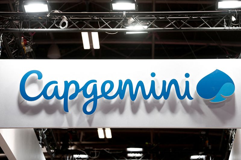 FILE PHOTO: The Capgemini logo is seen during the Viva Technology conference dedicated to innovation and startups at Porte de Versailles exhibition center in Paris, France, June 12, 2025. REUTERS/Benoit Tessier/File Photo