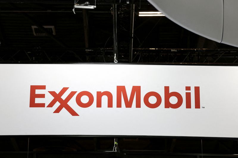 FILE PHOTO: Exxon Mobil signage is displayed at the JEC World Composites Show at the Villepinte Exhibition Center, near Paris, France, March 4, 2025. REUTERS/Benoit Tessier/File Photo