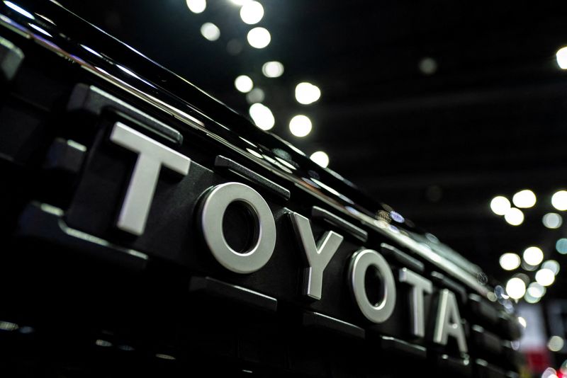 FILE PHOTO: Toyota logo on display at the 47th Bangkok International Motor Show 2026, in Bangkok, Thailand, March 24, 2026. REUTERS/Athit Perawongmetha/File Photo