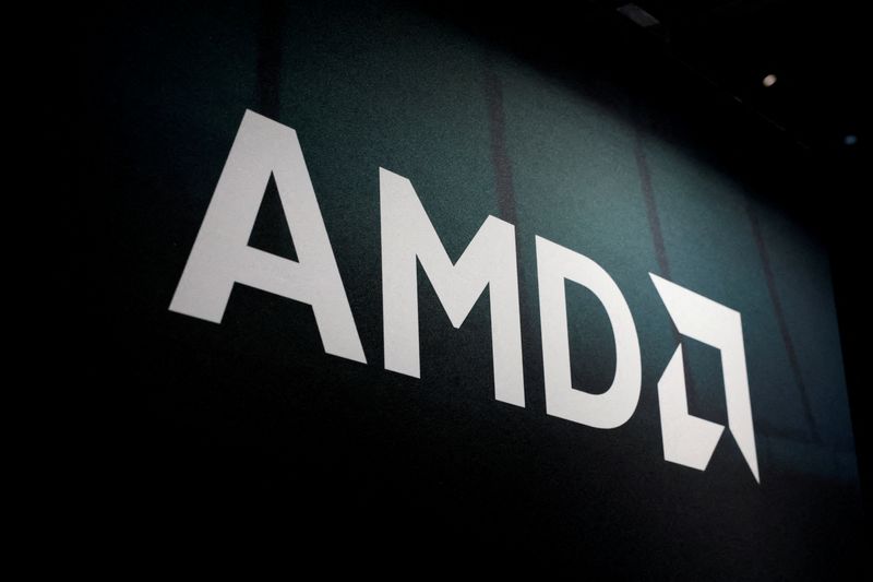 FILE PHOTO: The AMD logo, on display at HPE Discover Las Vegas 2026, in Las Vegas, Nevada, U.S., June 16, 2026. REUTERS/Caroline Brehman/File Photo