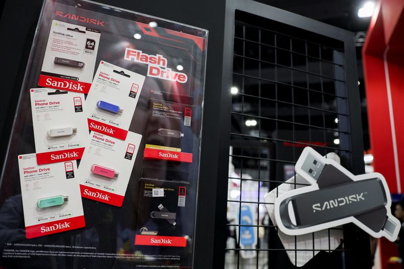 SanDisk products displayed during SEMICON Southeast Asia 2026, a semiconductor industry forum and exhibition, in Kuala Lumpur, Malaysia May 5, 2026. REUTERS/Hasnoor Hussain