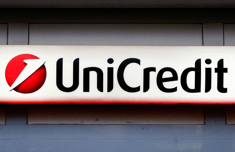 FILE PHOTO: UniCredit bank logo is pictured in Rome, Italy, November 25, 2024. REUTERS/Yara Nardi/File Photo