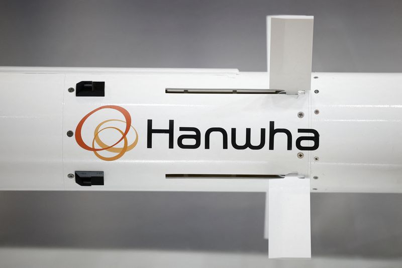 The logo of Hanwha is displayed at the Eurosatory international land and air defence and security trade fair in Villepinte, France, June 17, 2024. REUTERS/Benoit Tessier