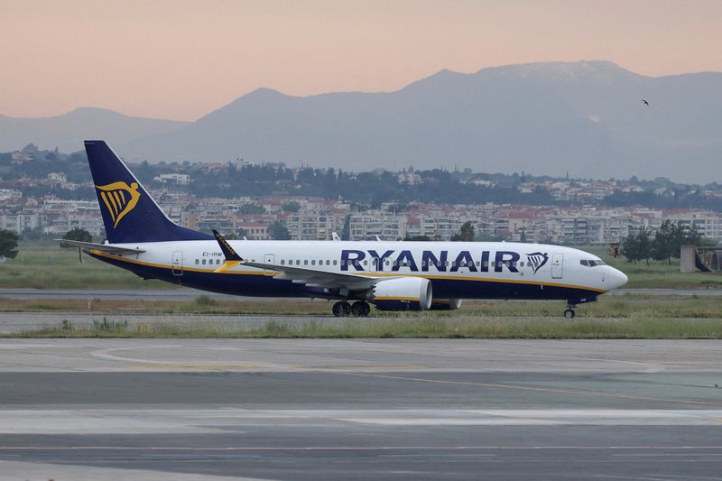 FILE PHOTO: A Ryanair plane on a tarmac of Makedonia airport in Thessaloniki, Greece, May 7, 2026. REUTERS/Alexandros Avramidis/File Photo