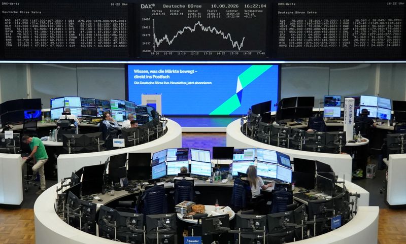 The German share price index DAX graph is pictured at the stock exchange in Frankfurt, Germany, August 10, 2026. REUTERS/Staff