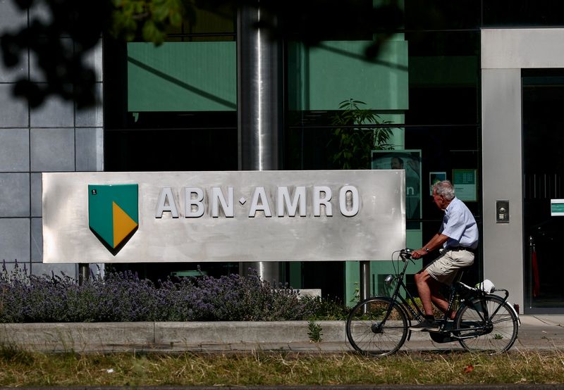 ABN AMRO logo is seen outside of the office of the bank in The Hague, Netherlands June 22, 2025.   REUTERS/Yves Herman