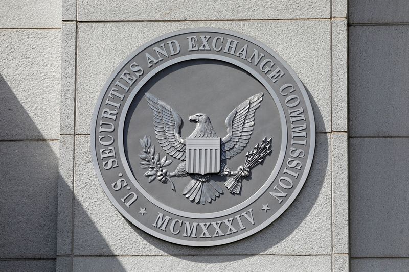The seal of the U.S. Securities and Exchange Commission (SEC) is seen at their headquarters in Washington, D.C., U.S., May 12, 2021. Picture taken May 12, 2021. REUTERS/Andrew Kelly