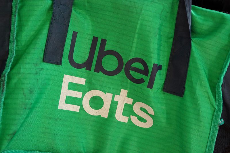 An Uber Eats delivery bag is seen on a bicycle in Brooklyn, New York City, U.S., May 9, 2022. REUTERS/Andrew Kelly