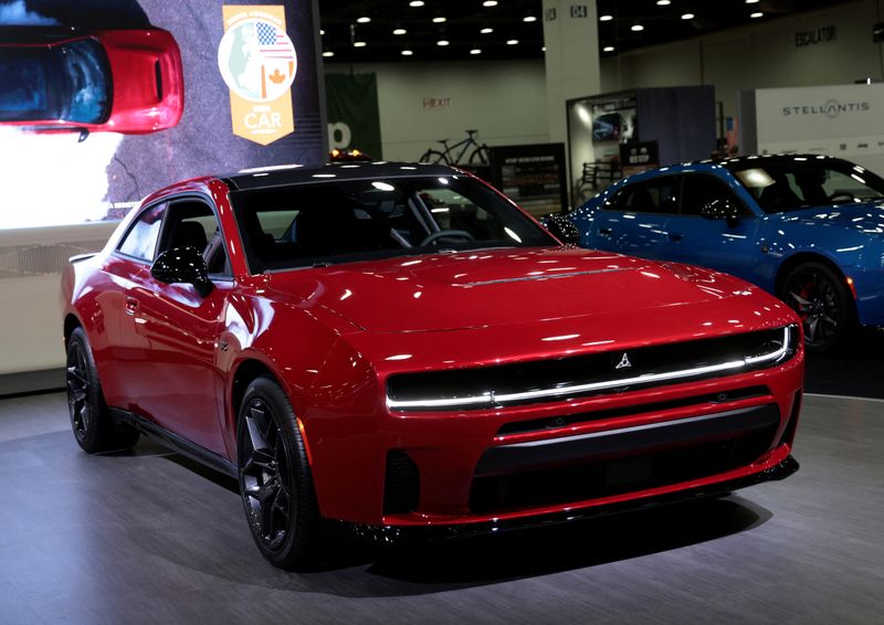 A Dodge Charger R/T is displayed during media day of the Detroit Auto Show in Detroit, Michigan, U.S. January 14, 2026.  REUTERS/Rebecca Cook