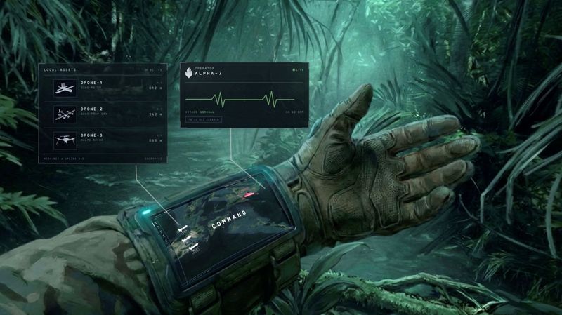 Smack Technologies' Alpha, a wrist-worn AI computer intended for battlefield use, is seen in an undated artist's rendering of its prototype.   SMACK Technologies Inc/Handout via REUTERS.