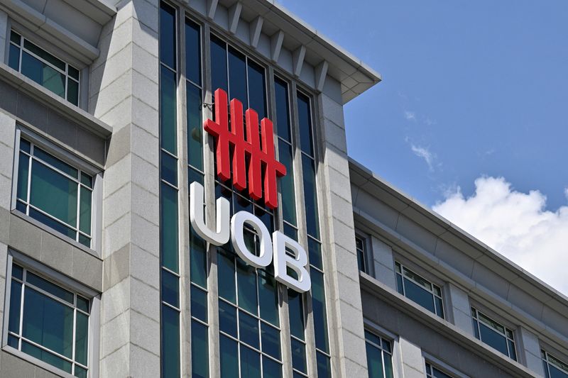 FILE PHOTO: A view of the United Overseas Bank (UOB) signage in Singapore May 3, 2023. REUTERS/Caroline Chia/File Photo