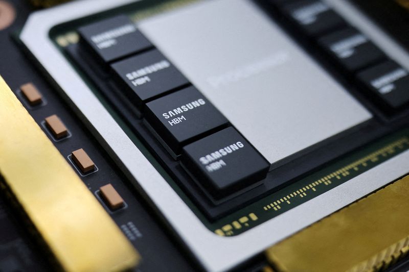 Samsung Electronics HBM4, a sixth-generation high-bandwidth memory solution for AI and HPC applications, on display during the 2025 Korea Tech Festival in Seoul, South Korea, December 4, 2025.   REUTERS/Kim Hong-Ji/File Photo/File Photo