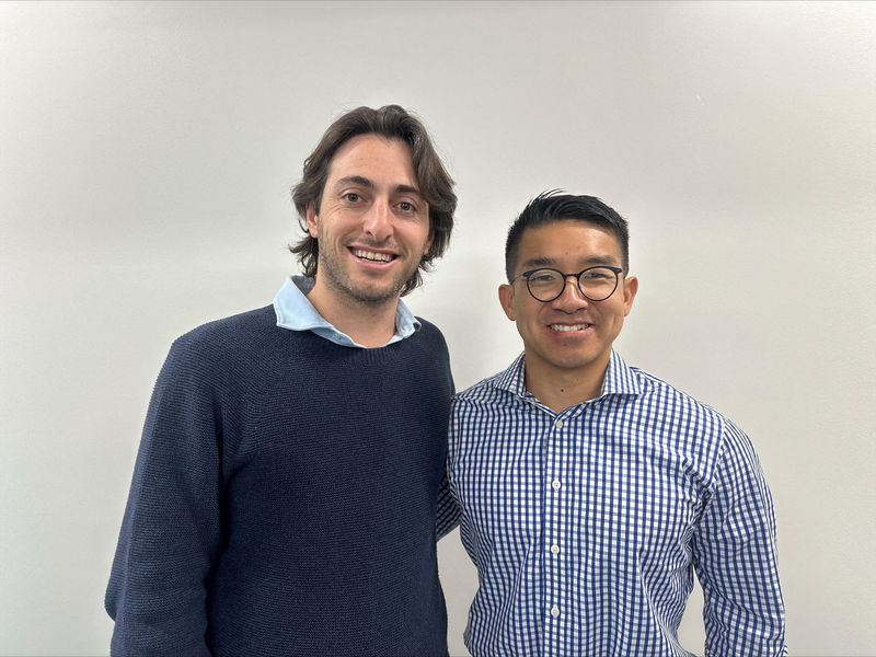 Jake Sloane and Frank Zhang, co-founders of Thrive Capital-backed accounting firm Crete Professionals Alliance, pose for a picture in Crete's office in Tampa, Florida in this handout image taken in June 2025. Crete PA/Handout via REUTERS THIS IMAGE HAS BEEN SUPPLIED BY A THIRD PARTY. NO RESALES. NO ARCHIVES