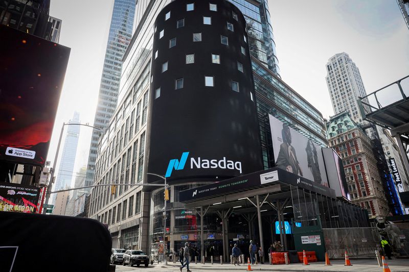 The Nasdaq Market site is seen in New York City, U.S., March 26, 2024.  REUTERS/Brendan McDermid/File Photo
