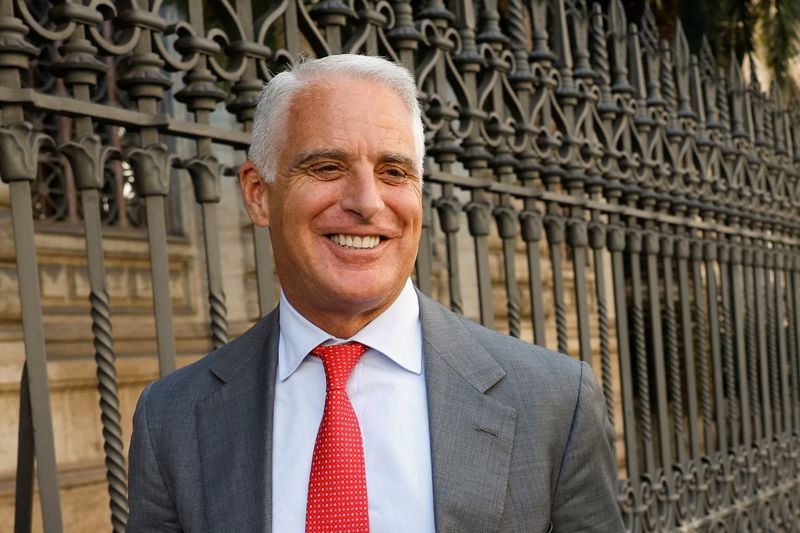 FILE PHOTO: UniCredit CEO Andrea Orcel leaves after attending the presentation of the Bank of Italy's annual report, in Rome, Italy May 30, 2025. REUTERS/Remo Casilli/File Photo
