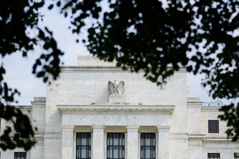 The exterior of the Marriner S. Eccles Federal Reserve Board Building is seen in Washington, D.C., U.S., June 14, 2022. REUTERS/Sarah Silbiger/ File Photo