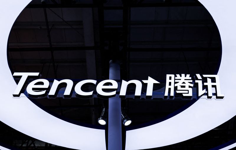FILE PHOTO: A logo of Tencent is displayed at the company’s booth at China International Fair for Trade in Services (CIFTIS) in Beijing, China, September 11, 2025. REUTERS/Maxim Shemetov/File Photo