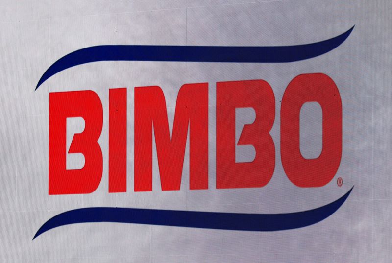 FILE PHOTO: The logo of Mexican breadmaker Grupo Bimbo is pictured during an event at a Bimbo plant, where the ''Made in Mexico'' certification was awarded to Mexican breadmaker Grupo Bimbo as part of the "Hecho en Mexico" (Made in Mexico) program to boost national industry, in Azcapotzalco, Mexico City, Mexico April 11, 2025. REUTERS/Henry Romero/File Photo