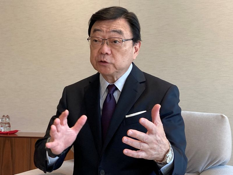 FILE PHOTO: Shunichi Kito, president of Japan's second-biggest refinery Idemitsu Kosan, speaks about its strategy including energy transition and decarbonisation measures in an interview with Reuters, at the company's headquarters in Tokyo, Japan December 14, 2022. REUTERS/Miho Uranaka/File Photo
