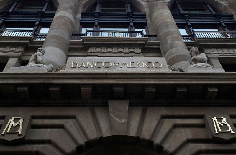 FILE PHOTO: The logo of Mexico's Central Bank (Banco de Mexico) is seen at its building in downtown Mexico City, Mexico, April 26, 2024. REUTERS/Henry Romero/File Photo