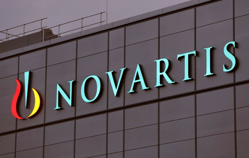 Swiss drugmaker Novartis' logo is seen at the company's plant in the northern Swiss town of Stein, Switzerland October 23, 2017.   REUTERS/Arnd Wiegmann