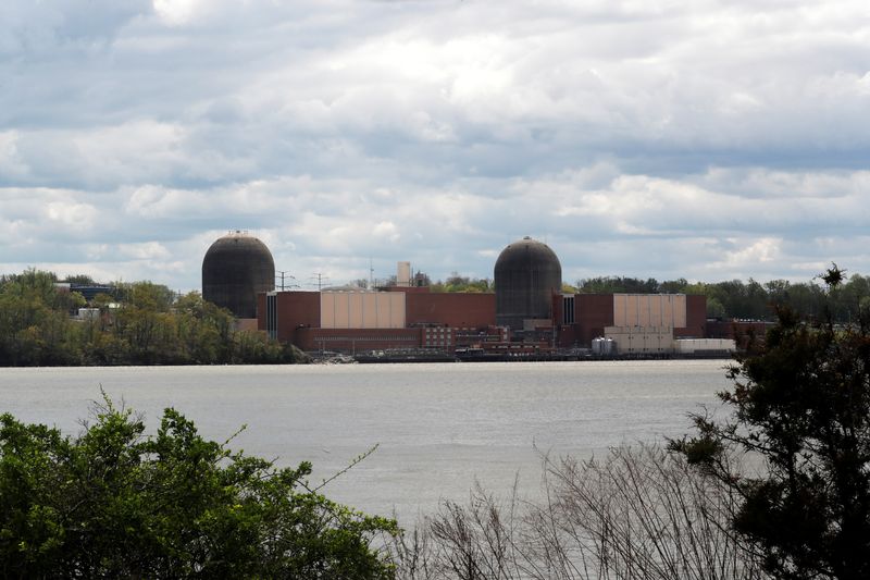The Indian Point Energy Center nuclear power plant, which New York Governor Andrew Cuomo announced will shutdown as planned, is pictured along the eastern shore of the Hudson River in Buchanan, New York, U.S., April 30, 2021. REUTERS/Mike Segar