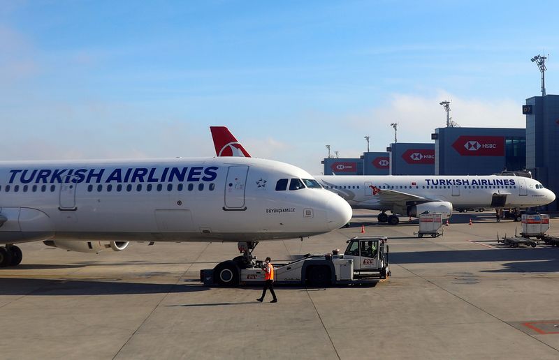 FILE PHOTO: Turkish Airlines planes sit at Istanbul New Airport, Turkey May 27, 2019. REUTERS/Amr Abdallah Dalsh/File Photo