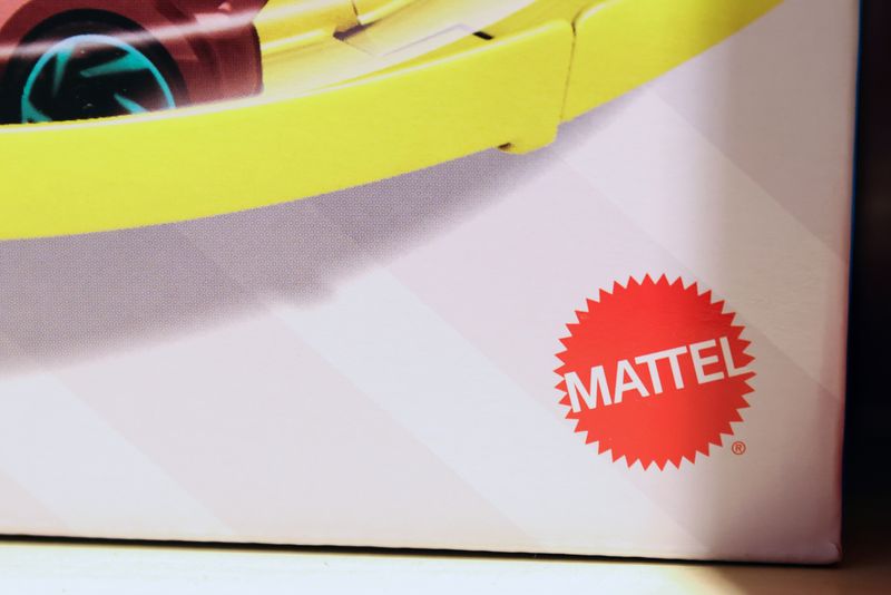 The Mattel logo is seen on a toy for sale in the Kidding Around toy store Manhattan, New York City, U.S., November 23, 2021. REUTERS/Andrew Kelly