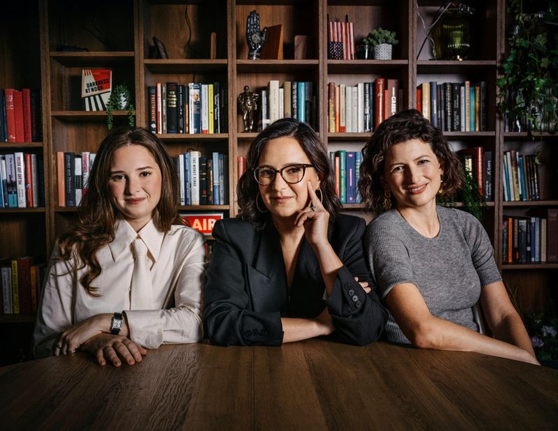 The Free Press's co-founders, Suzy Weiss, Bari Weiss, and Nellie Bowles, pose in this handout picture. Daniel Paik/Paramount/Handout via REUTERS