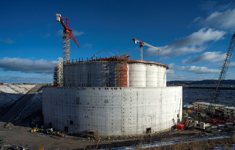 The fixed wellhead platform of Cenovus Energy's West White Rose extension project, which had been suspended in March 2020, is seen under construction in Argentia, Placentia Bay, Newfoundland, Canada December 13, 2019. Picture taken December 13, 2019. REUTERS/Greg Locke