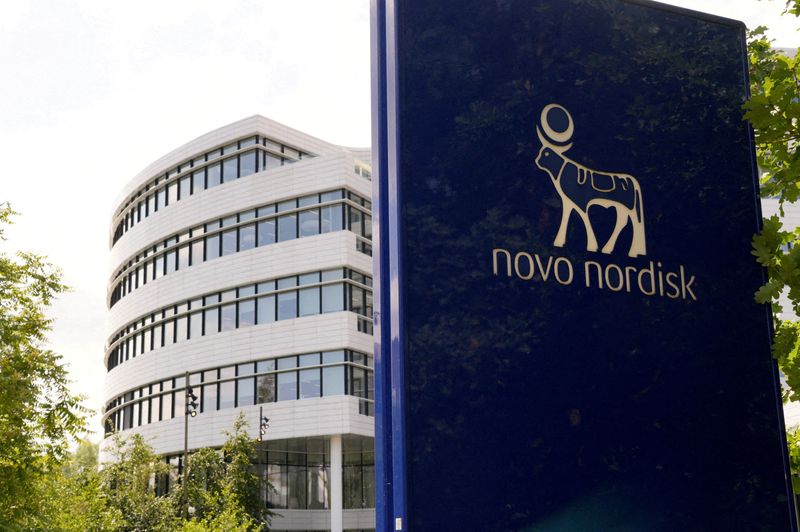FILE PHOTO: A view shows a Novo Nordisk sign outside their office in Bagsvaerd, on the outskirts of Copenhagen, Denmark, July 14, 2025. REUTERS/Tom Little/File Photo