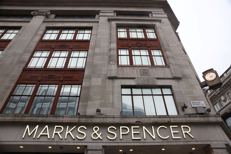 The Marks & Spencer logo is seen at a store near Marble Arch on Oxford Street, in London, Britain, February 29, 2024. REUTERS/Hollie Adams