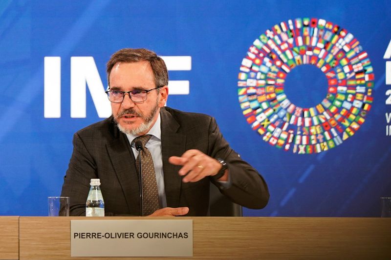 International Monetary Fund chief economist Pierre-Olivier Gourinchas speaks during the “World Economic Outlook” press briefing at the IMF/World Bank 2025 Annual Meetings in Washington, D.C., U.S., October 14, 2025. REUTERS/Elizabeth Frantz