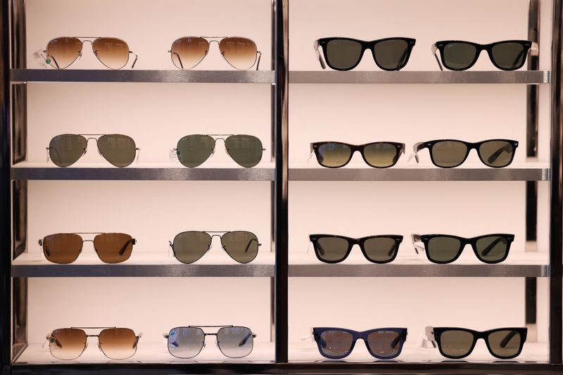 Ray Ban sunglasses are displayed at a retail store at Bicester Village in Oxfordshire, Britain, August 21, 2024. REUTERS/Hollie Adams