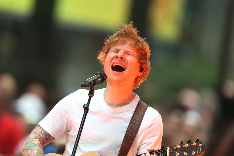 FILE PHOTO: Singer Ed Sheeran performs on NBC's "Today" show at Rockefeller Center in New York, U.S., June 6, 2023.  REUTERS/Brendan McDermid/File Photo
