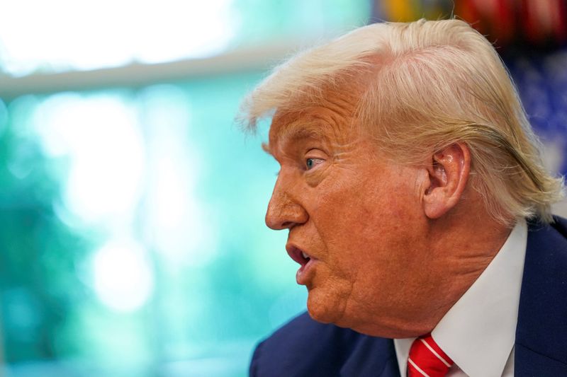 U.S. President Donald Trump speaks during a press conference with Elon Musk (not pictured) in the Oval Office of the White House, in Washington, D.C., U.S., May 30, 2025. REUTERS/Nathan Howard