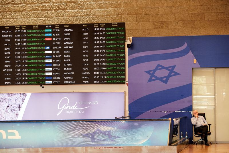 FILE PHOTO: A worker sits at a terminal at Ben Gurion International Airport in Israel, June 13, 2025. REUTERS/Tomer Appelbaum/File Photo