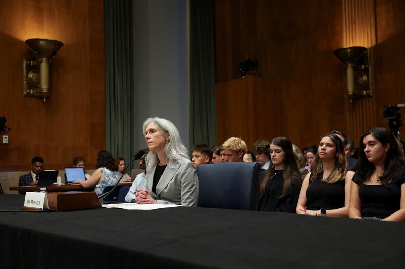Susan Monarez, U.S. President Donald Trump's nominee to be director of the Centers for Disease Control and Prevention, testifies before a Senate Health, Education, Labor, and Pensions Committee confirmation hearing on Capitol Hill in Washington, D.C., U.S., June 25, 2025. REUTERS/Kevin Mohatt