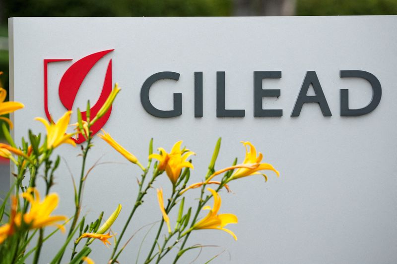 FILE PHOTO: Gilead Sciences pharmaceutical company is seen  in Oceanside, California, U.S., April 29, 2020. REUTERS/Mike Blake/File Photo/File Photo