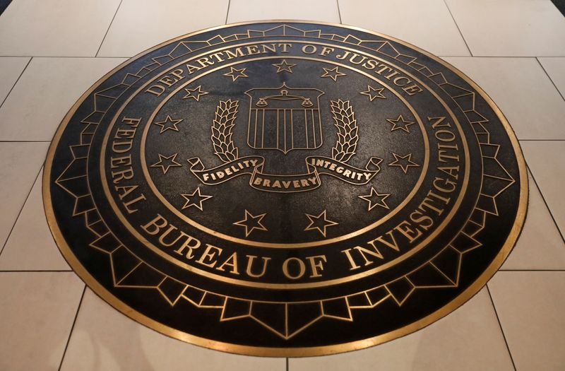 FILE PHOTO: The Federal Bureau of Investigation seal is seen at FBI headquarters in Washington, U.S. June 14, 2018.    REUTERS/Yuri Gripas/File Photo