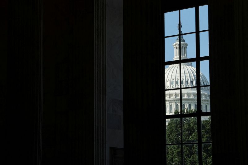 FILE PHOTO: A general view of the U.S. Capitol dome in Washington, D.C., U.S., July 8, 2025. REUTERS/Jonathan Ernst/File Photo