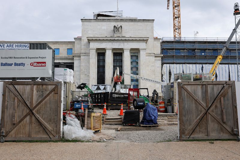 Construction work continues on the U.S. Federal Reserve building in Washington, D.C., U.S., July 18, 2025. REUTERS/Jonathan Ernst