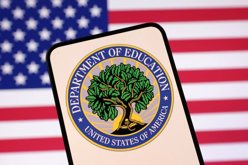United States Department of Education logo and U.S. flag are seen in this illustration taken April 23, 2025. REUTERS/Dado Ruvic/Illustration