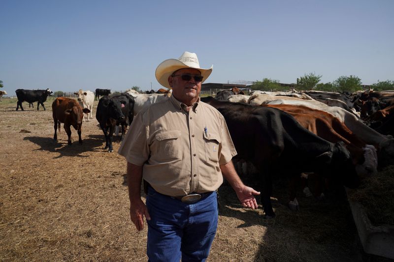 Fausto Salinas, Jr. speaks to a reporter at his property as U.S. cattle ranchers are slowly starting to rebuild their herds after slashing the nation’s inventory to its lowest level in more than 70 years, in Rio Grande City, Texas, U.S. July 16, 2025.  REUTERS/Gabriel V. Cardenas