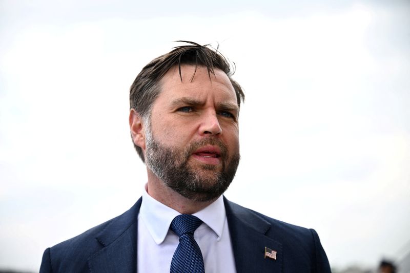 U.S. Vice President JD Vance speaks to the press after paying his respects to victims of the Annunciation Catholic Church shooting in Minneapolis, Minnesota, U.S., September 3, 2025. ALEX WROBLEWSKI/Pool via REUTERS